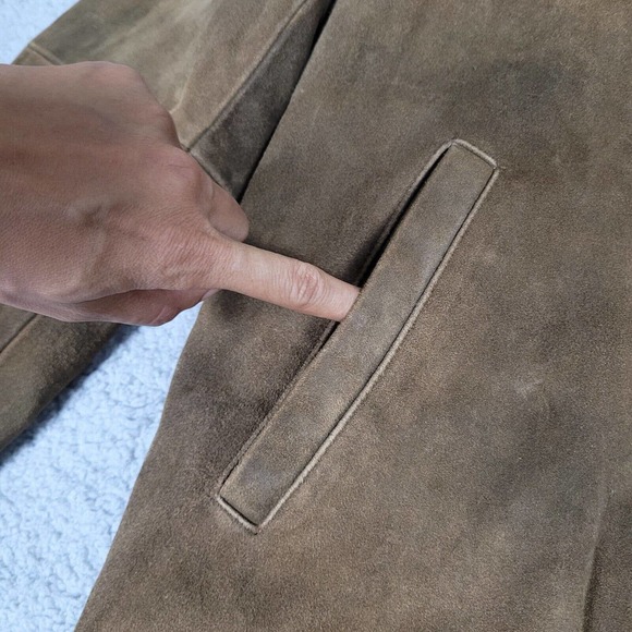 J Crew Jacket Mens Small Brown Suede Leather Zip Collared Casual Basic Everyday - Picture 3 of 6